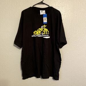 Adidas 2XL Black Short Sleeve Tee Shirt Top Mens Yellow NY New York Cab Street